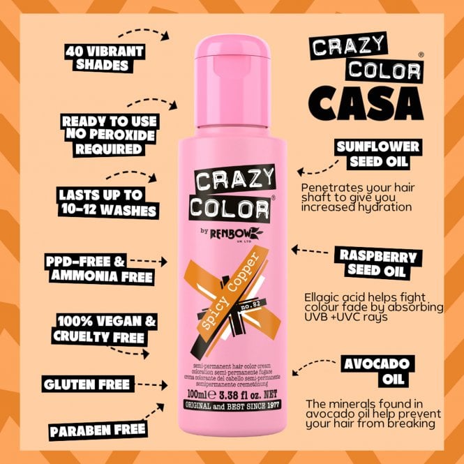 Semi Permanent Hair Dye - Spicy Copper 100ml