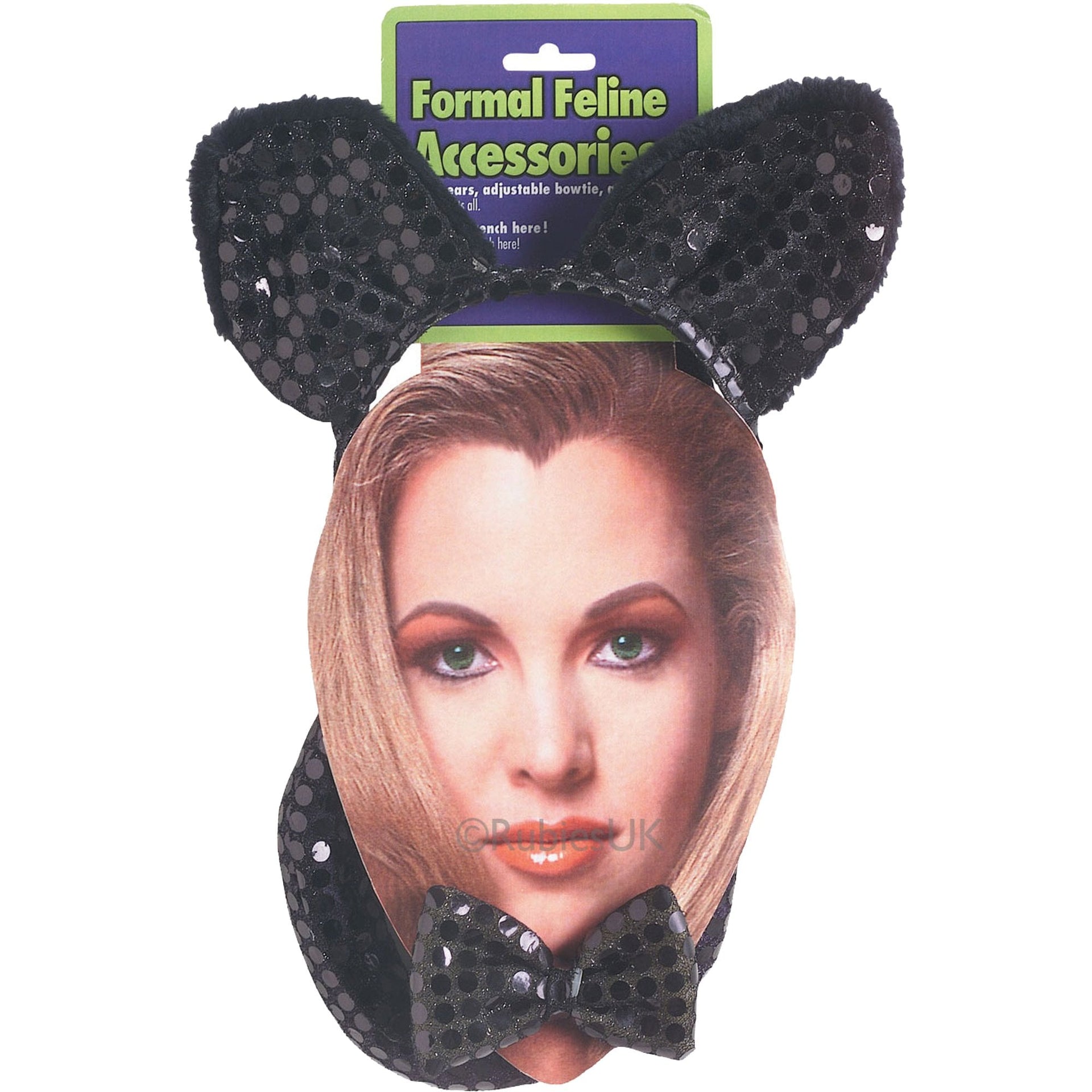 Halloween Fancy Dress Costume Accessories Female Deluxe Sequin Cat Set
