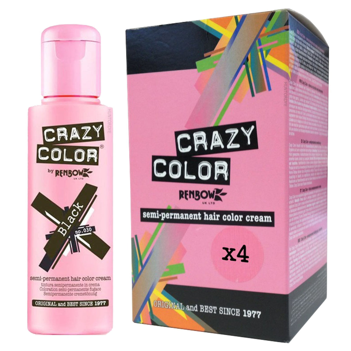 Semi Permanent Hair Dye - Black (4x 100ml)