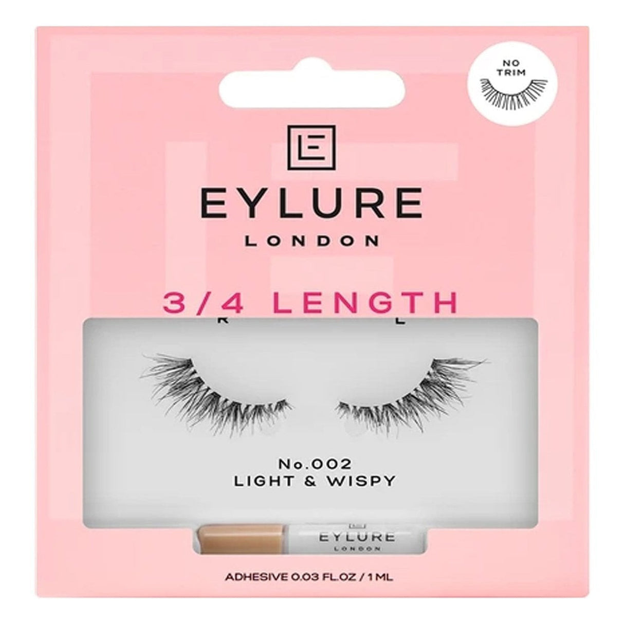 False Eyelashes - Light & Wispy - 3/4 Length Lash N°002 (Adhesive Included)