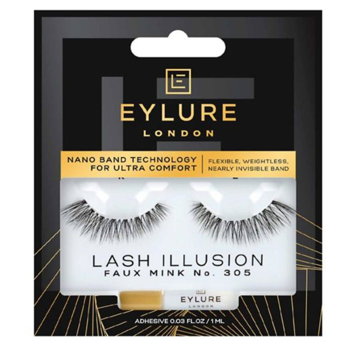 False Eyelashes - Lash Illusions - Faux Mink No. 305 (Adhesive Included 1ml)