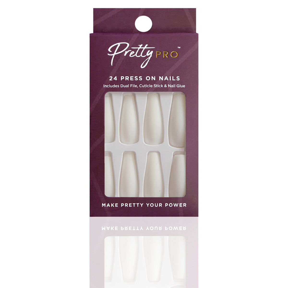 Reusable Press On False Nails - Out Of White, Out Of Mind (24pcs)