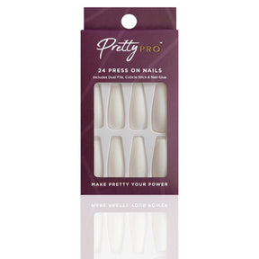 Reusable Press On False Nails - Out Of White, Out Of Mind (24pcs)