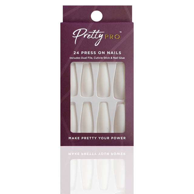 Reusable Press On False Nails - Out Of White, Out Of Mind (24pcs)
