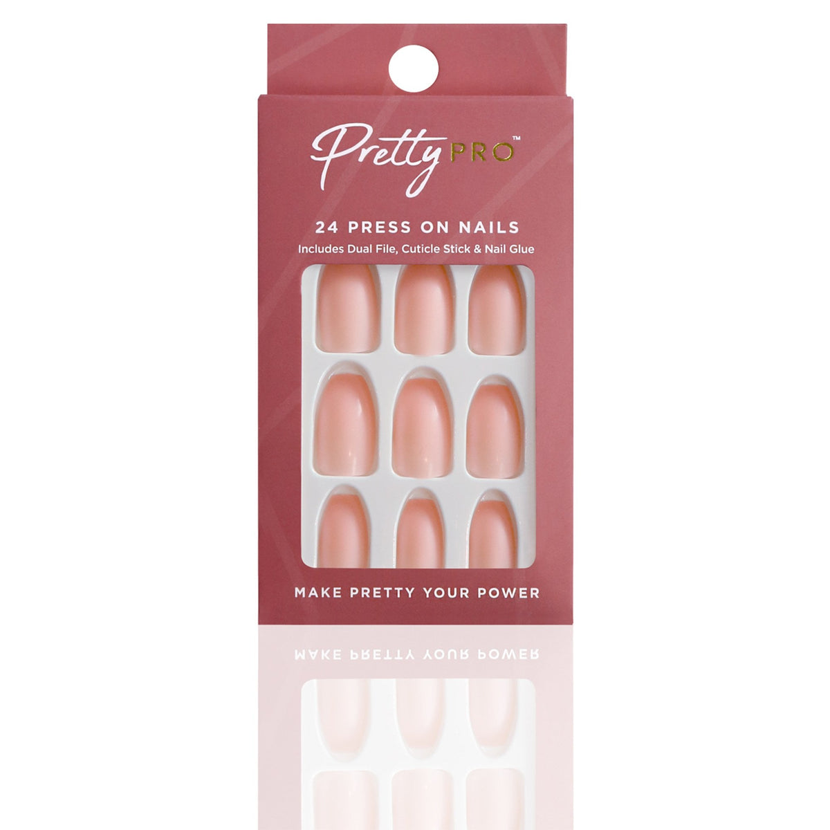 Reusable Press On False Nails - Naturally Pink (24pcs)