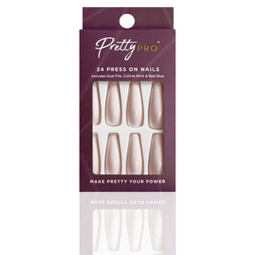 Reusable Press On False Nails - Look On The White Side (24pcs)