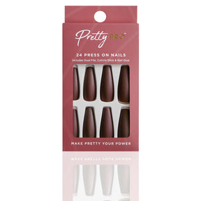 Reusable Press On False Nails - Talk Of The Brown (24pcs)