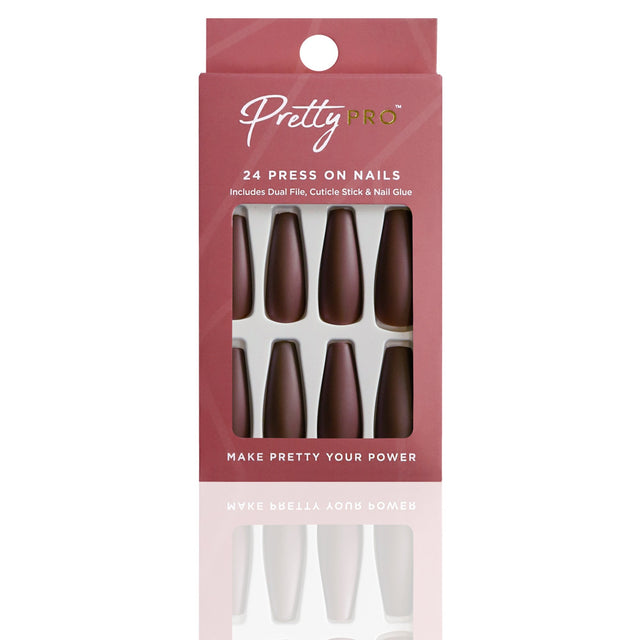 Reusable Press On False Nails - Talk Of The Brown (24pcs)