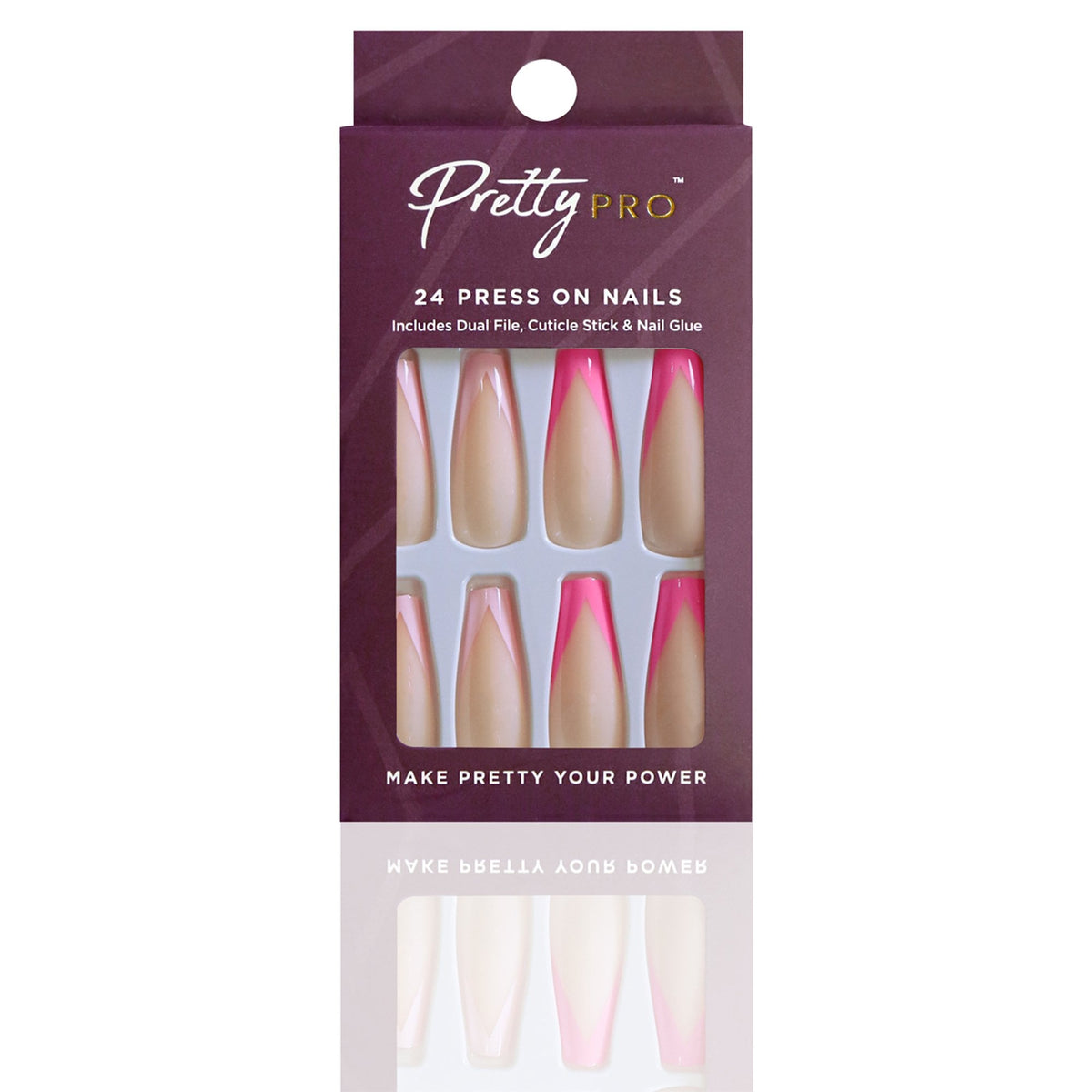 Reusable Press On False Nails - Great Minds Pink Alike (24pcs)