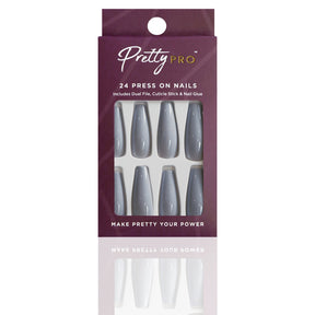 Reusable Press On False Nails - Seize The Grey (24pcs)