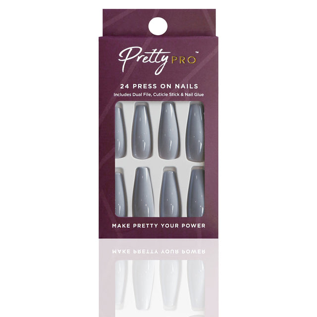 Reusable Press On False Nails - Seize The Grey (24pcs)