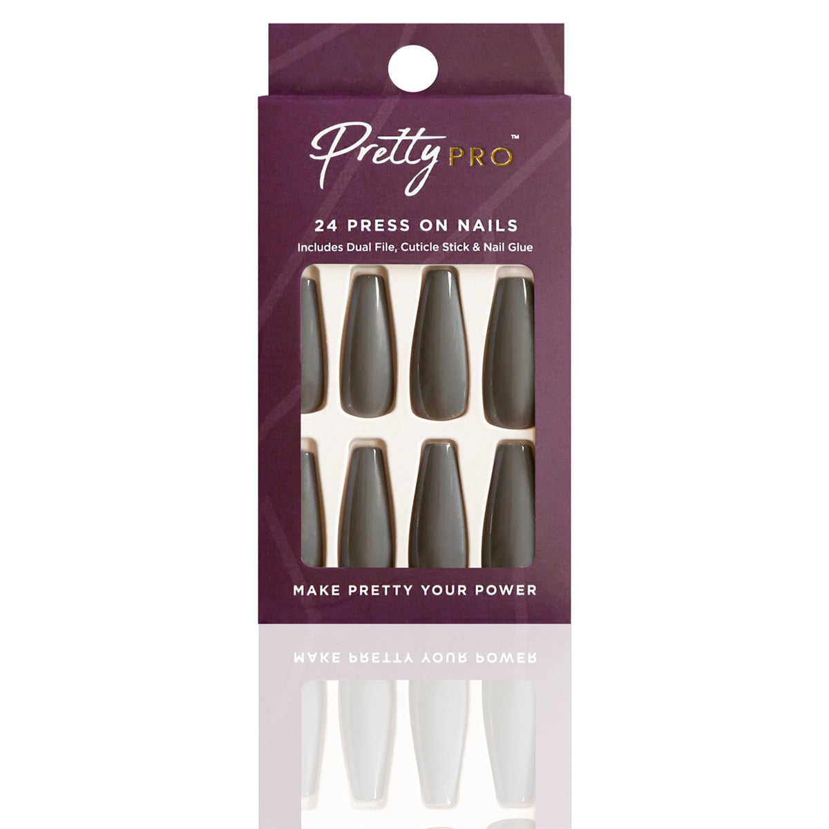Reusable Press On False Nails - Judgement Grey (24pcs)