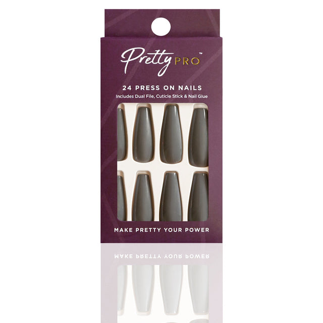 Reusable Press On False Nails - Judgement Grey (24pcs)