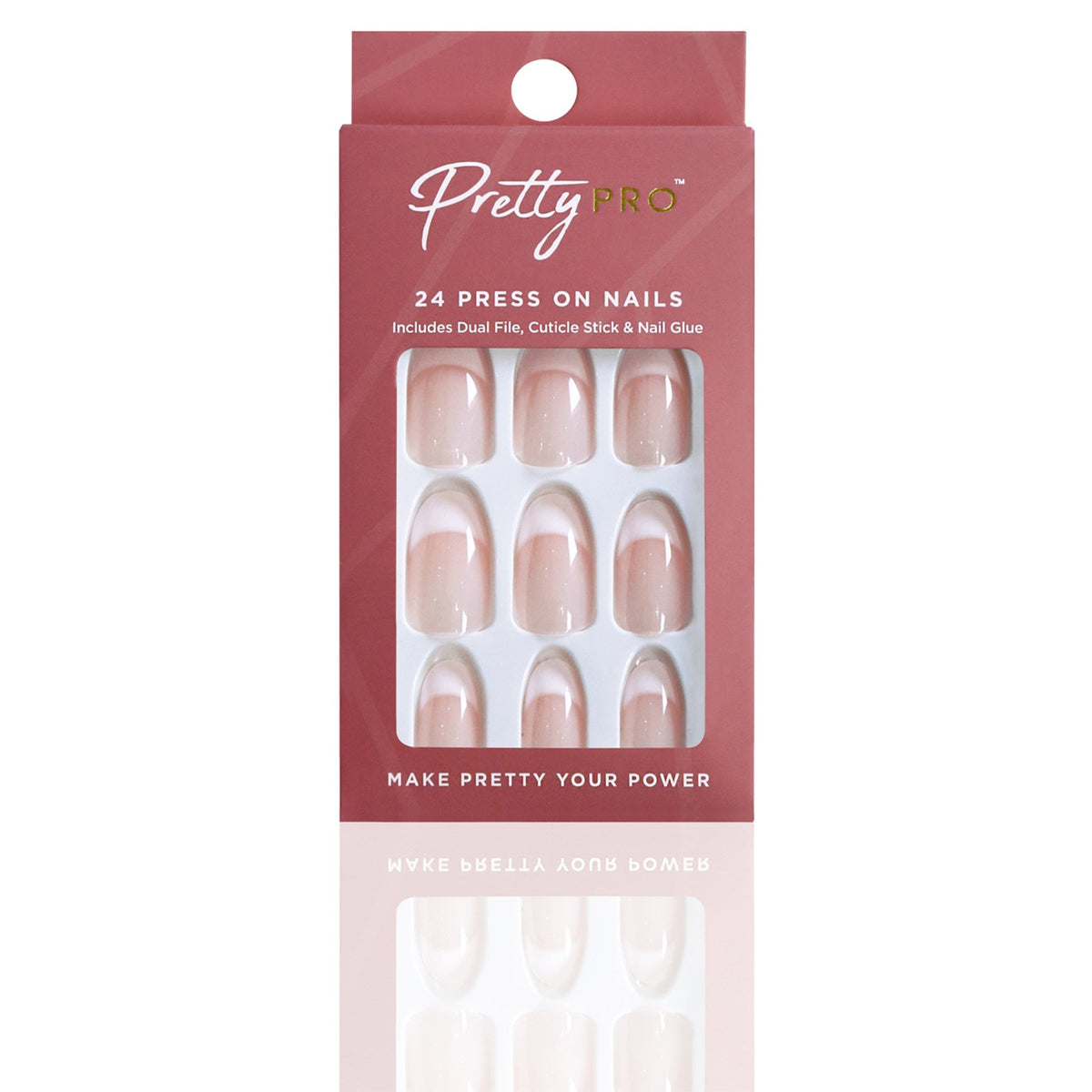 Reusable Press On False Nails - Hey Frenchie (24pcs)