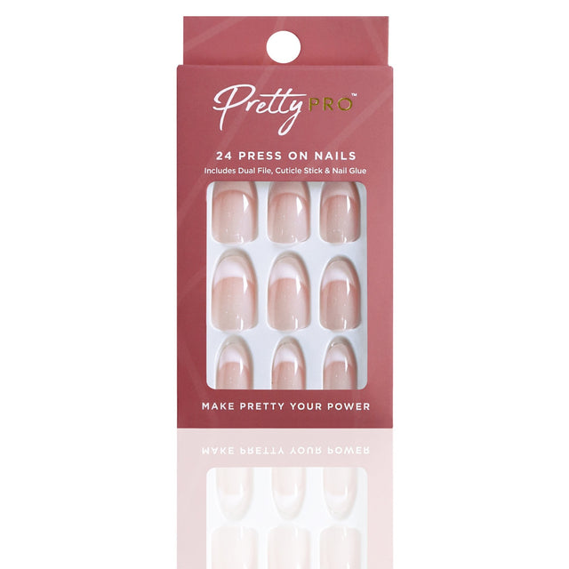 Reusable Press On False Nails - Hey Frenchie (24pcs)