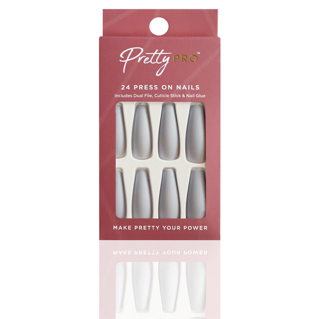 Reusable Press On False Nails - Groundhog Grey (24pcs)