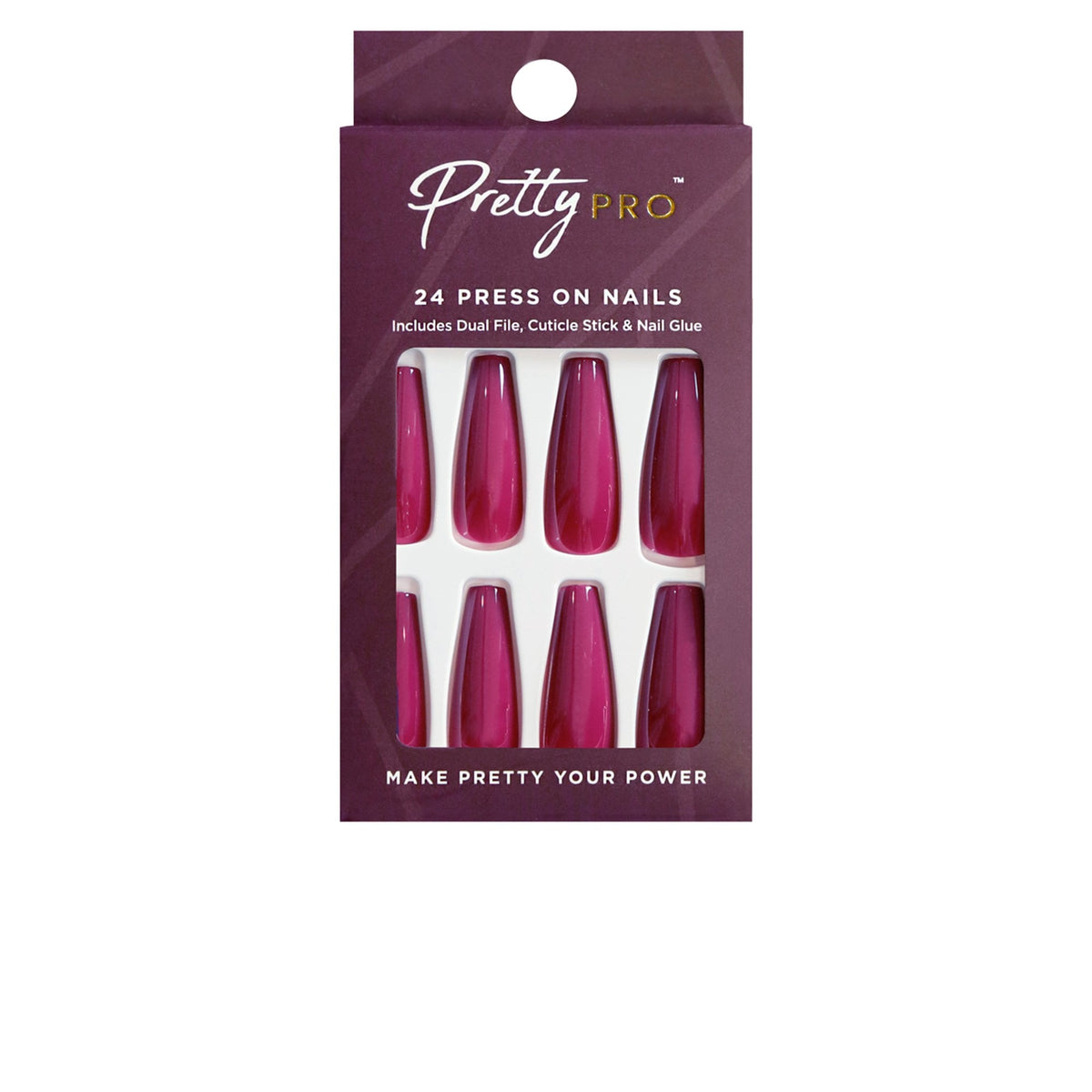 Reusable Press On False Nails - Lady In Pink (24pcs)