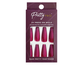 Reusable Press On False Nails - Lady In Pink (24pcs)