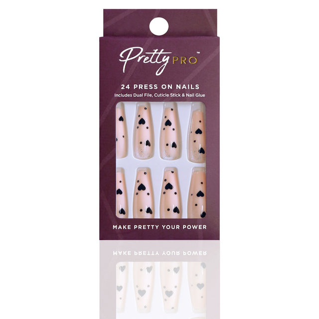 Reusable Press On False Nails - Queen Of Hearts (24pcs)