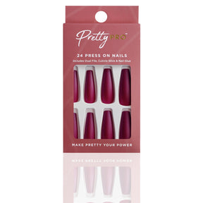 Reusable Press On False Nails - You Make My Heart Beet (24pcs)
