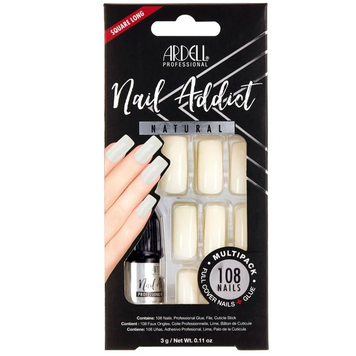 Nail Addict Natural False Nails - Square Long Multipack (108 Nails) (62499)