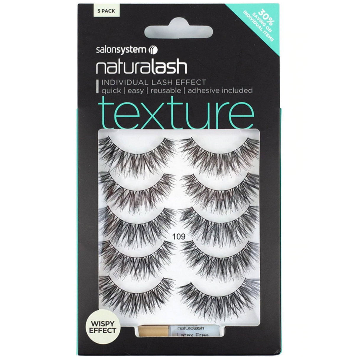NaturaLASH - Texture - False Eyelashes Multipack - No. 109 (Latex Free Adhesive Included) (0225210)