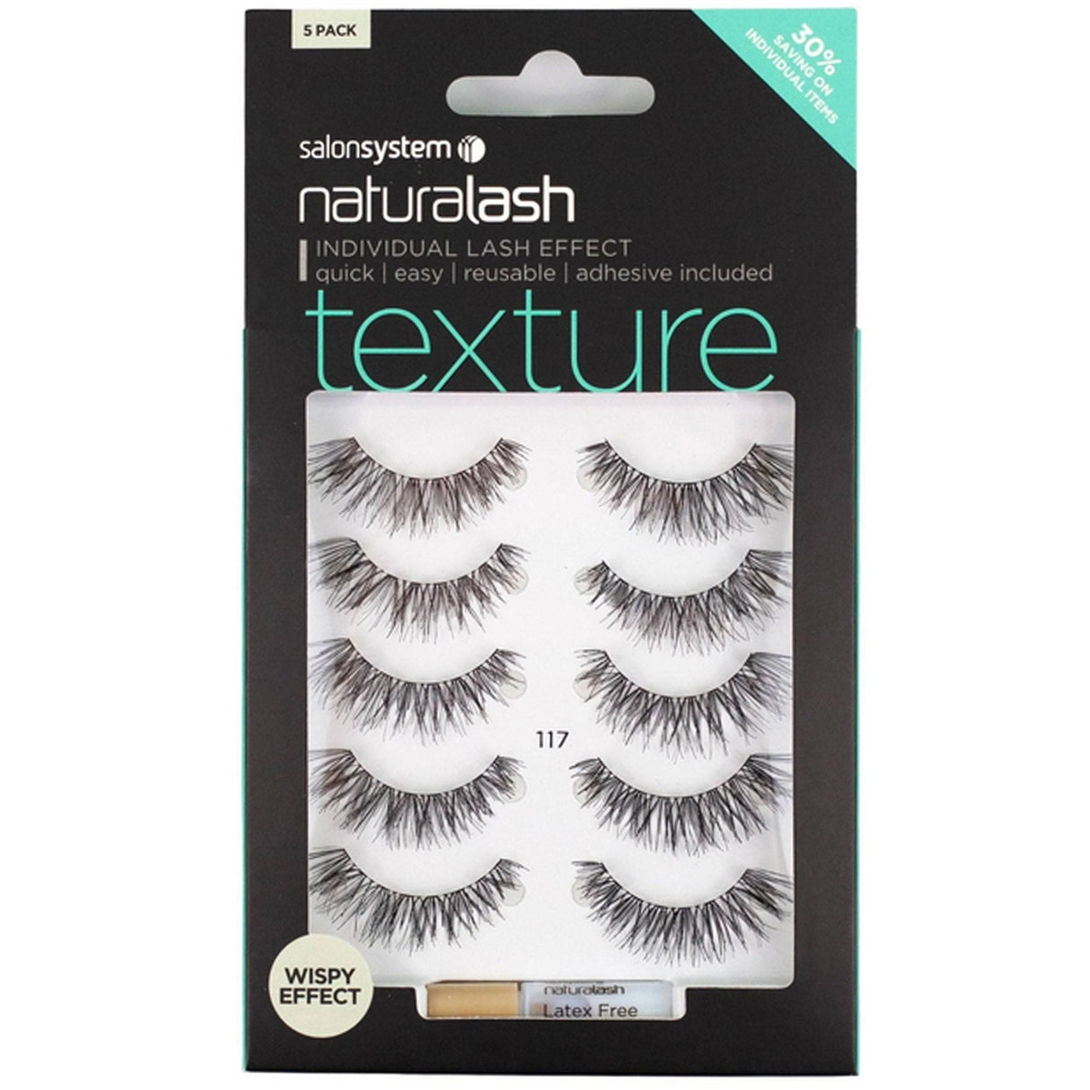 NaturaLASH - Texture - False Eyelashes Multipack - No. 117 (Latex Free Adhesive Included)(0225209)