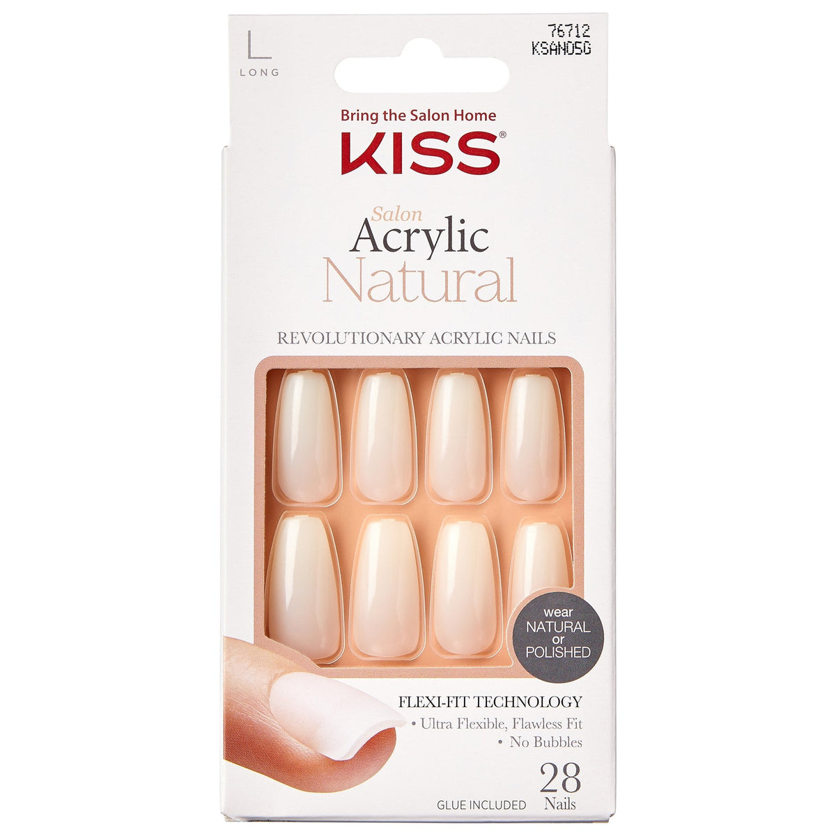 Natural Acrylic False Nails - Strong Enough (28 Nails & Adhesive 2g)