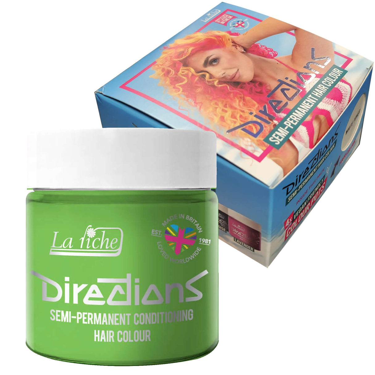 Directions Semi Permanent Hair Dye - Spring Green (4 x 88ml)