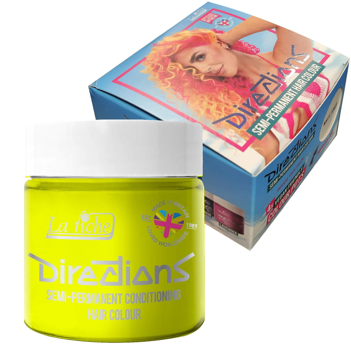 Directions Semi Permanent Hair Dye - Fluorescent Glow (4 x 88ml)