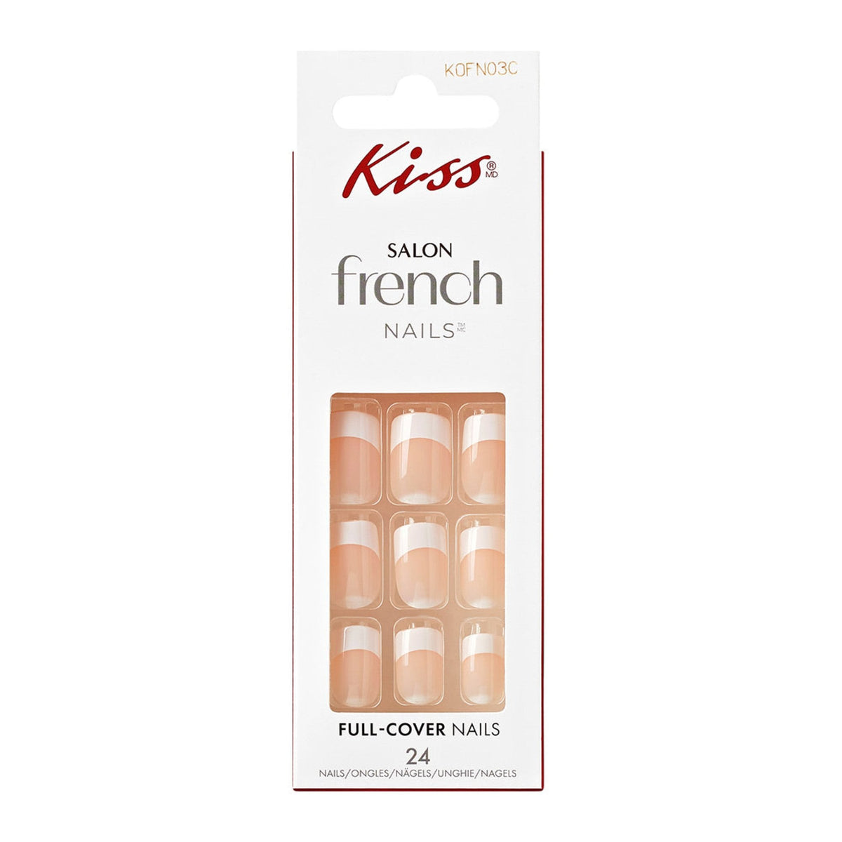 Salon Acrylic French False Nails - Love Dust (24 Nails & Adhesive 2g)