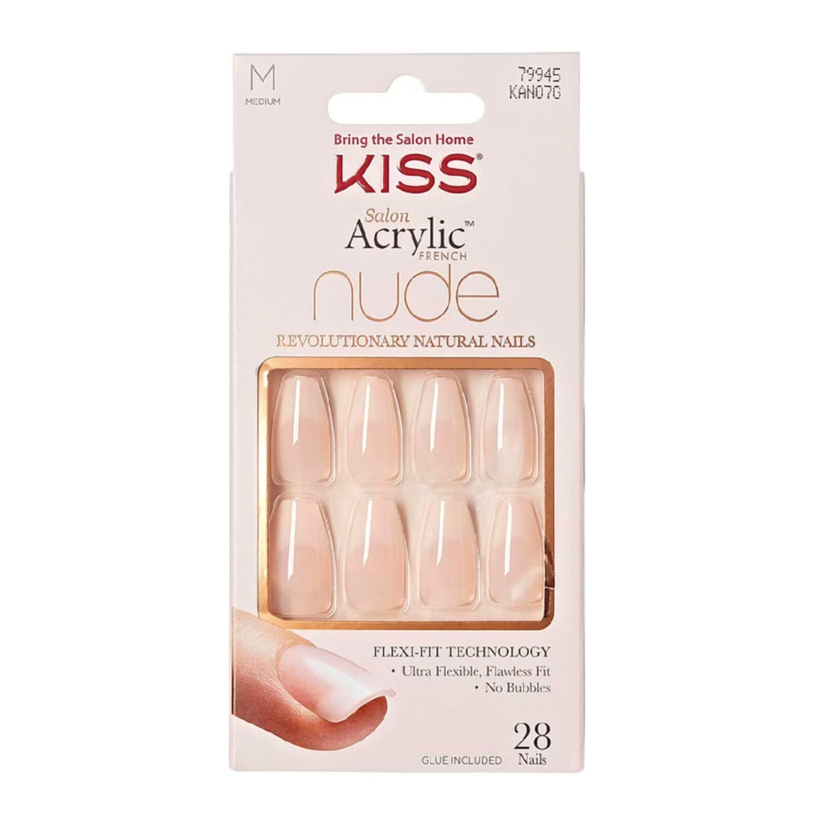 Nude Acrylic False Nails - Leilani (28 Nails & Adhesive 2g)