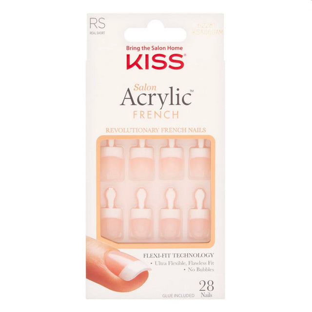 Salon Acrylic French False Nails - Pet Peeve (28 Nails & Adhesive 2g)