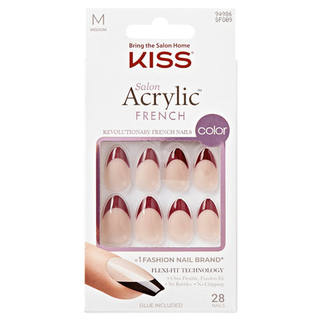 Salon Acrylic French False Nails - Catchy (28 Nails & Adhesive 2g)