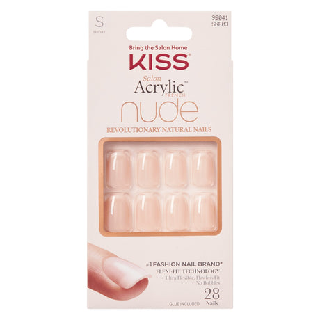 Salon Acrylic French False Nails - Chic Beats (28 Nails & Adhesive 2g)