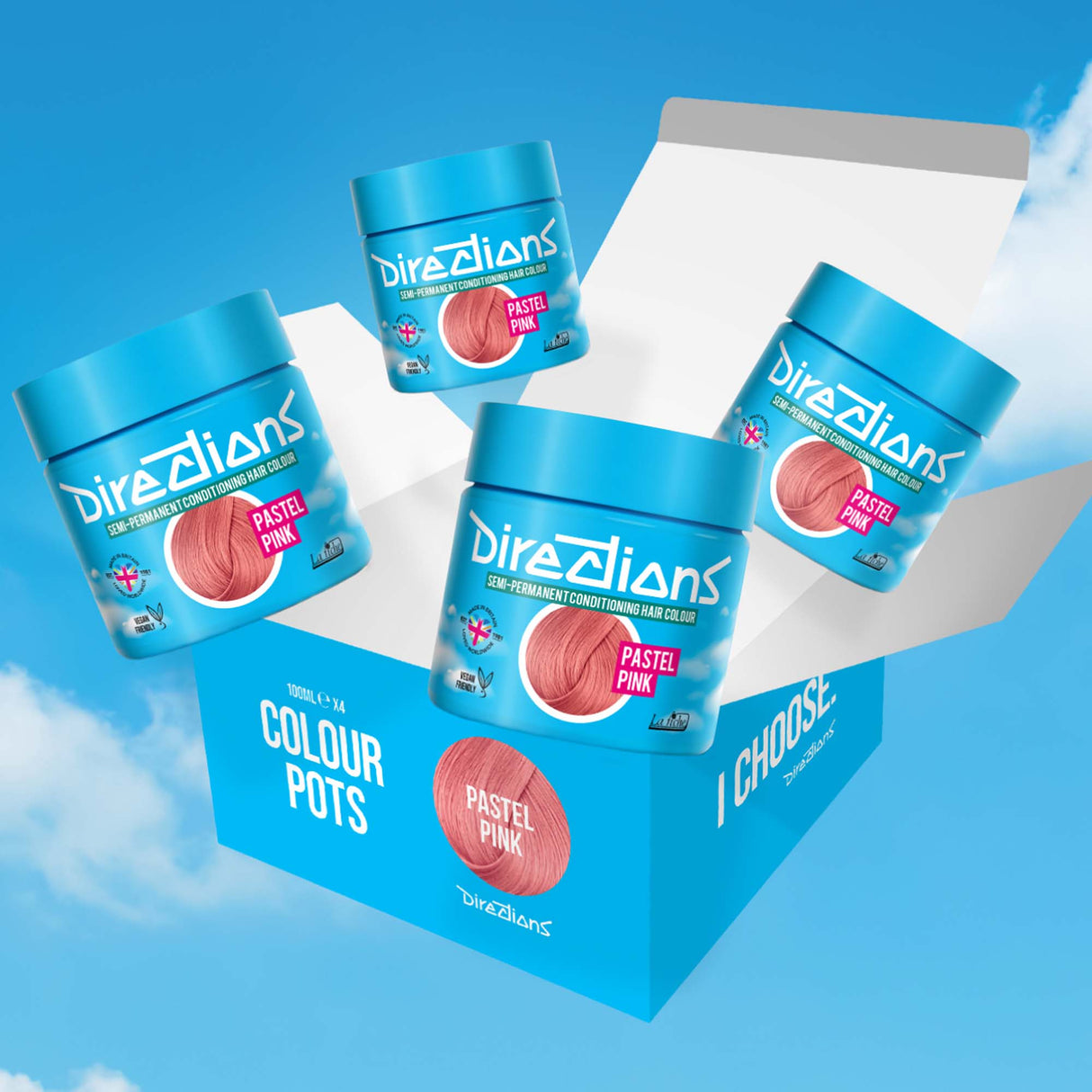 Directions Pastel Pink Semi-Permanent Conditioning Hair Dye (4 x 100ml)