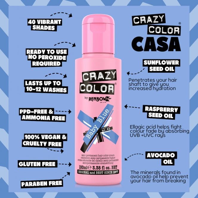 Semi Permanent Hair Dye - Baby Blue 100ml
