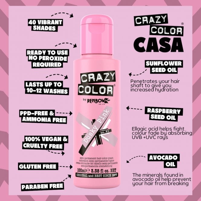 Semi Permanent Hair Dye - Dusky Pink 100ml