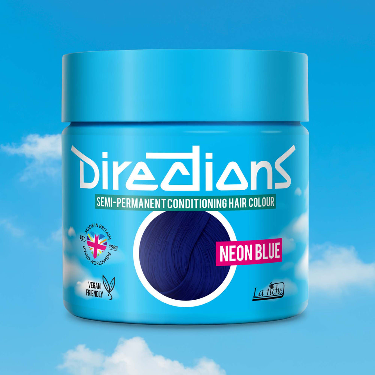 Directions Neon Blue Semi-Permanent Conditioning Hair Dye 100ml