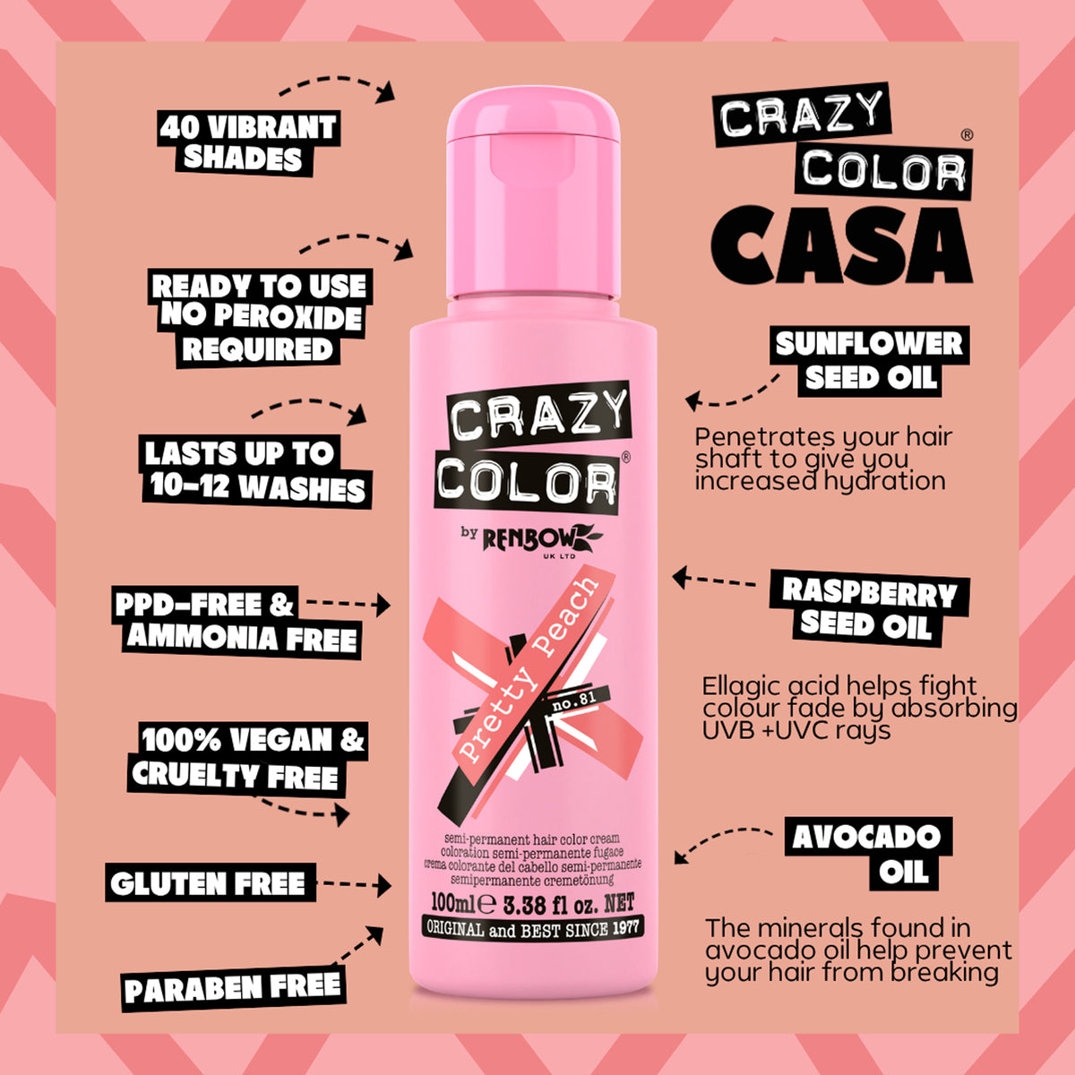 Semi Permanent Hair Dye - Pretty Peach 100ml